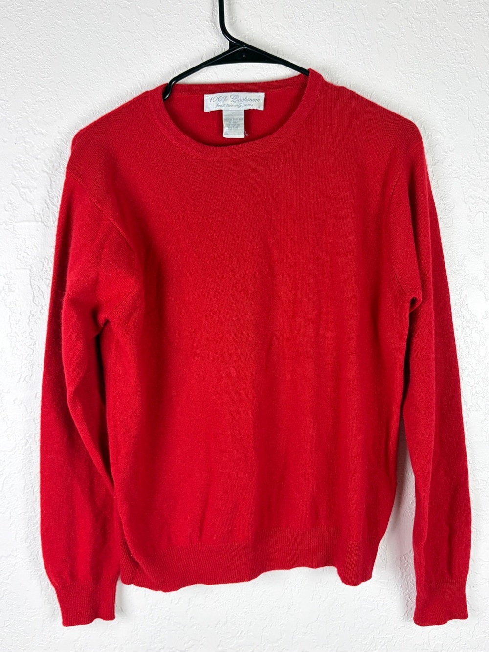 Two Ply Cashmere Womens Sweater Crewneck Long Sleeve Red Comfy Fall Sz Large